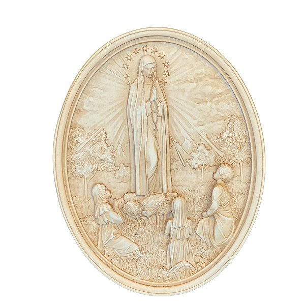 Medalha Nossa Senhora de Fátima 15cm P/ Mesa Marfim