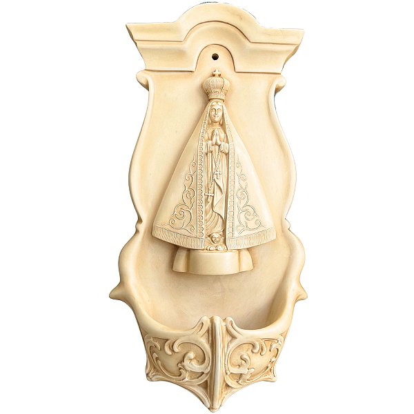 Pia De Água Benta Nossa Senhora Aparecida 40cm Marfim