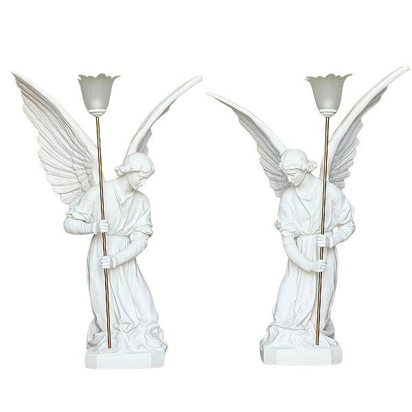 Conjunto Anjos Tocheiros 105cm Área Externa Pó de Mármore
