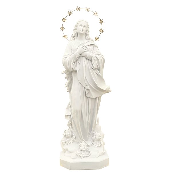 Imagem Imaculada Conceição 105cm Área Externa C/ Auréola Folheada | Pó de Mármore