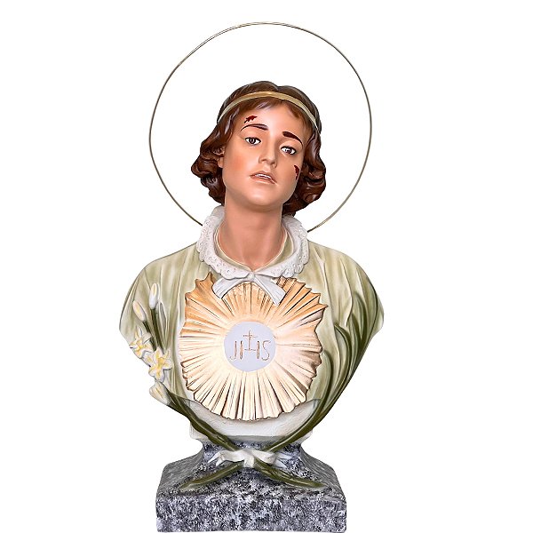 Imagem Busto São Tarcísio 68cm C/ Olhos de Vidro Aro Folheado | Resina