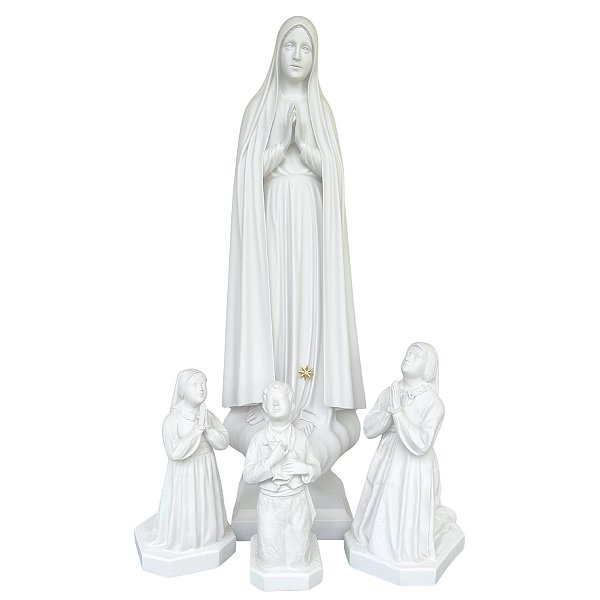 Imagem Nossa Senhora de Fátima 110cm C/Pastores 45cm Pó de Mármore