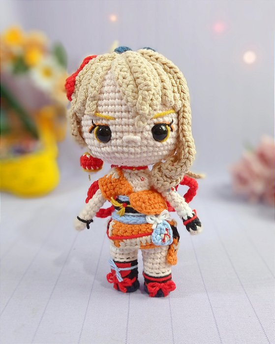 Amigurumi Yoimiya Genshin Impact Boneca de Crochê SOB ENCOMENDA