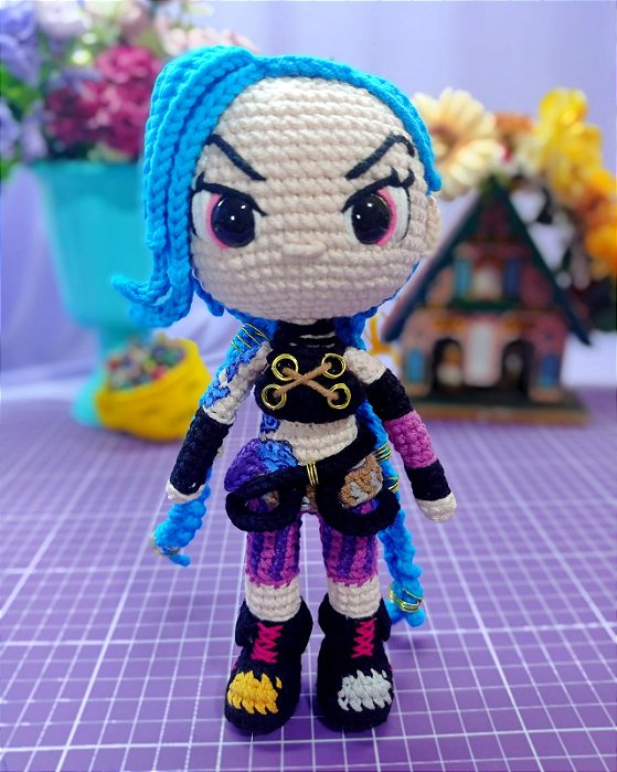 Amigurumi Jinx Arcane League of Legends Boneca de Crochê SOB ENCOMENDA