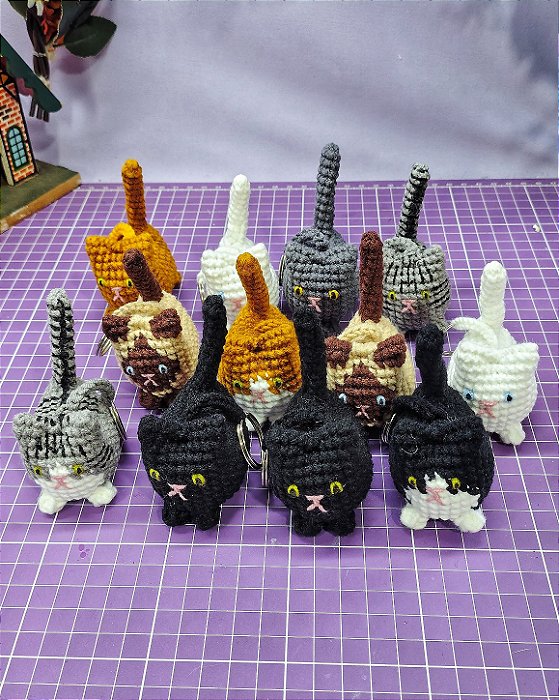 Gatos chaveiro amigurumi