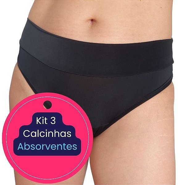Kit 3 Calcinhas Absorventes Menstruais Reutilizáveis Antivazamento