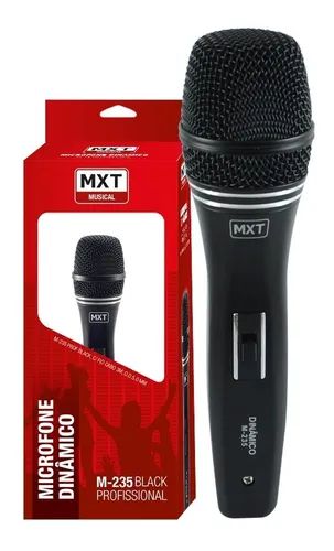 Microfone Dinâmico De Metal MXT M-235 Preto Cabo 3m