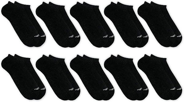 Kit C/10 Pares Meias Invisíveis Mash Preto 0M0.02D
