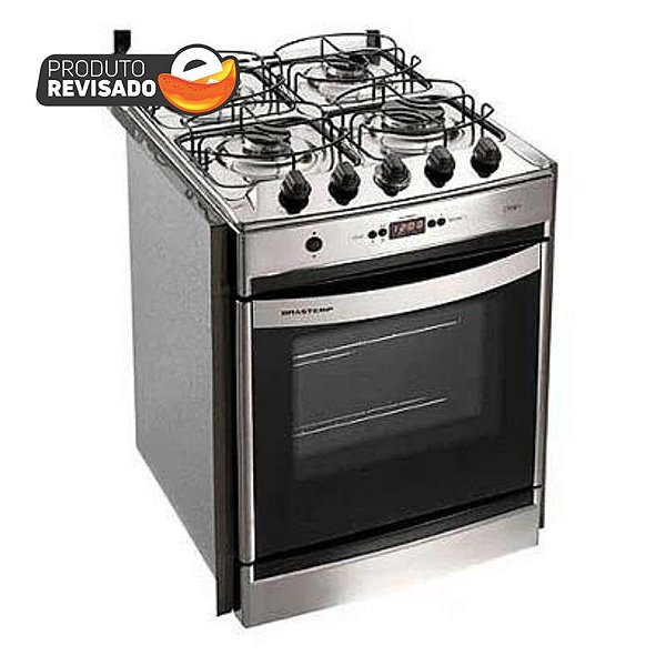 Fogão de Embutir Brastemp de 4 Bocas Clean com Acendimento Automático, Timer Digital Inox - BYO4TARUNA