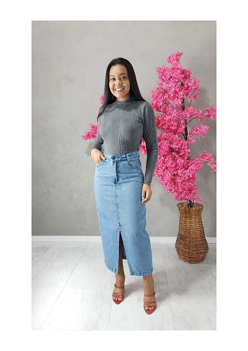 Saia Maxi Midi  com fenda REF KELLY 221 marmorisado.