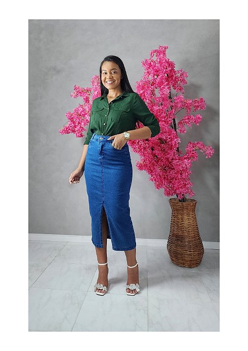 Saia Maxi Midi Kelly lavado escuro REF 00221