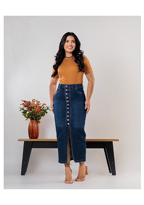 Saia maxi midi jeans Ref 250