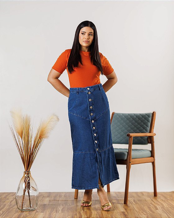Saia jeans Longa Ref  Mariana 011