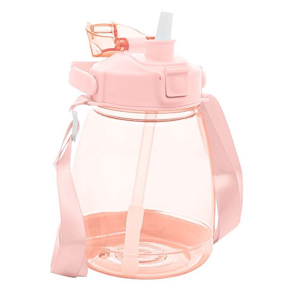 Garrafa Policarbonato  Alça Dupla Rosa 1200ml Lyor