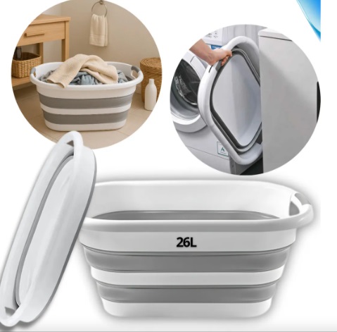 CESTO RETRATIL 26L  BRANCO C/ CINZA