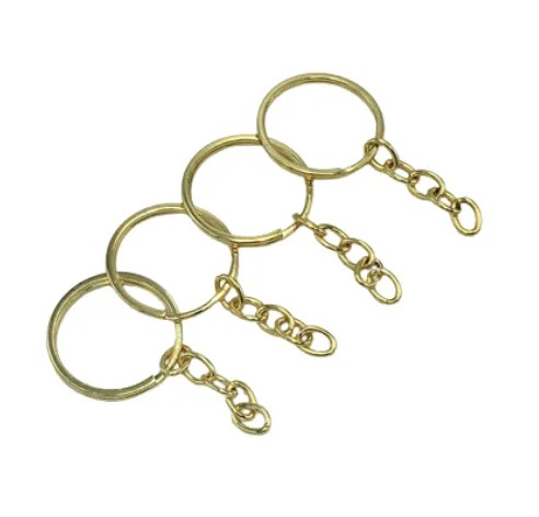 Argola Para Chaveiro  Com Corrente 25MM - 10 unidades