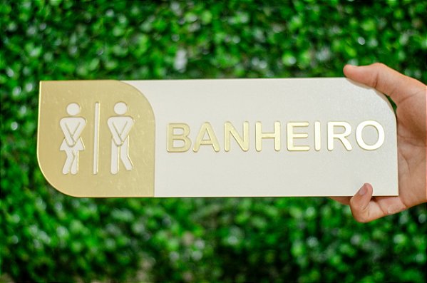 Placa de Porta Banheiro - MDF + Acrilico Espelhado