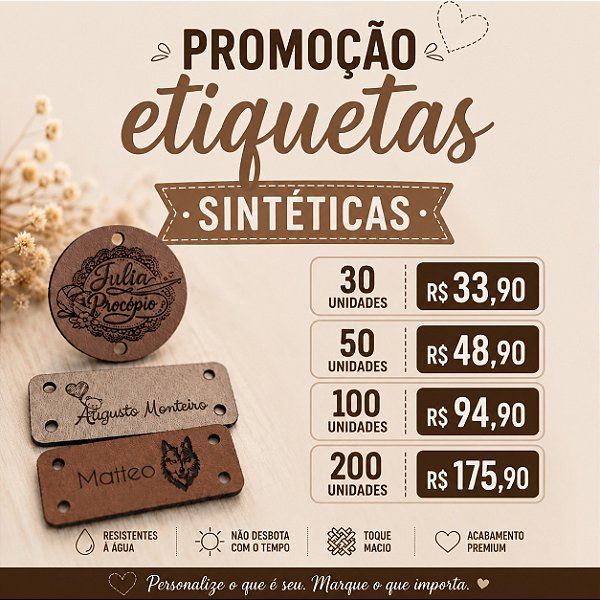 Etiquetas Sintéticas Personalizadas para Artesanato