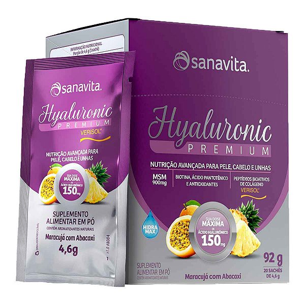 Hyaluronic Premium Verisol – Maracujá e Abacaxi 20 saches