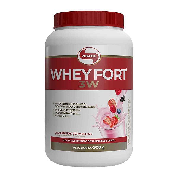 Whey Fort 3W - 900g - Sabor Frutas Vermelhas