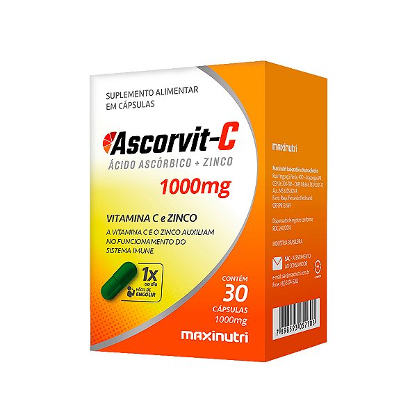 Ascorvit-C – 30 Cápsulas – Maxinutri