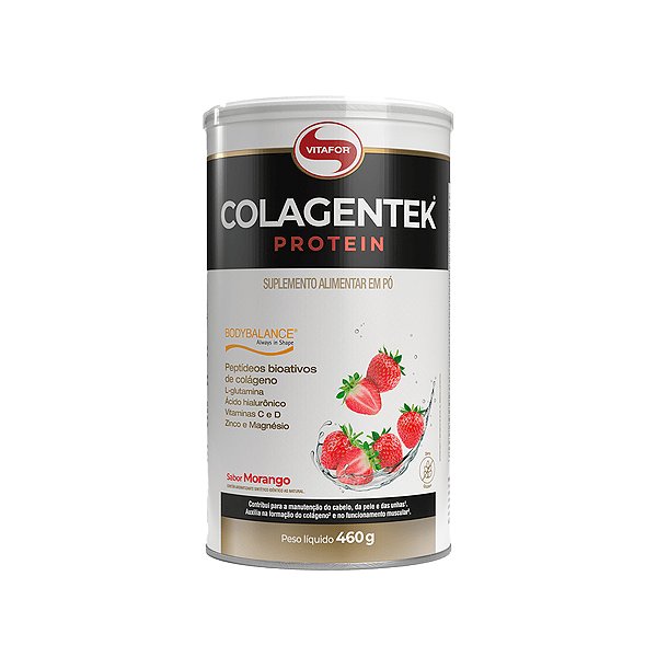 Colagentek Protein Morango - 460g - Vitafor