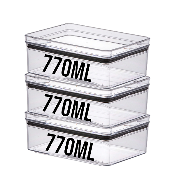 Pote Hermético Porta Frios 770ml Paramount Kit 3 Unidades