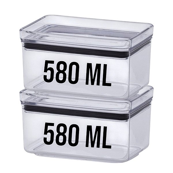 2 Potes Hermético Empilhável Para Condimento Lumini 580ml Co