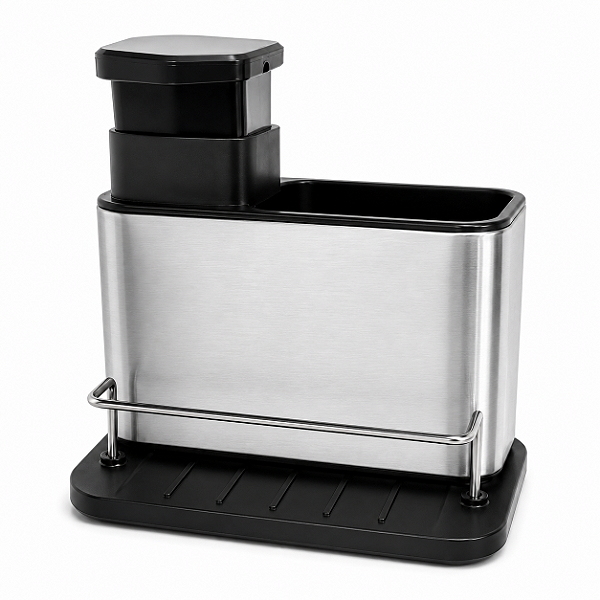 Dispenser de Detergente 3 em 1 Aço Inox com Porta Esponja