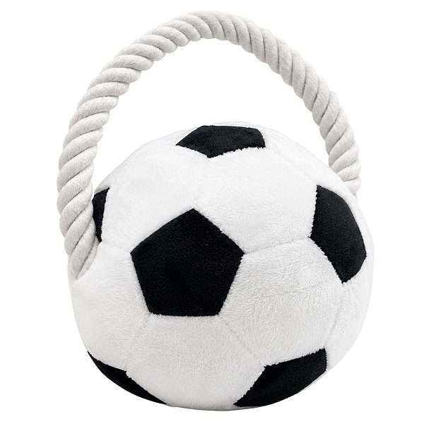 Bola de Futebol de Pelúcia para Cachorro com Puxador Corda Brinquedo Pet