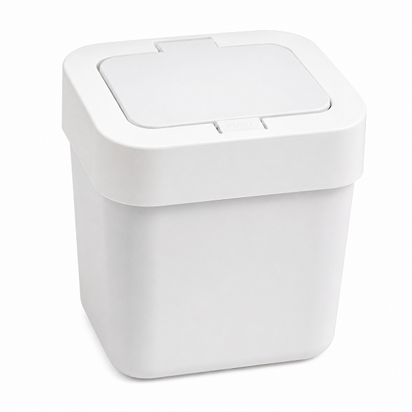 Lixeira 4 Litros Branca com Tampa Click Compacta para Cozinha Banheiro
