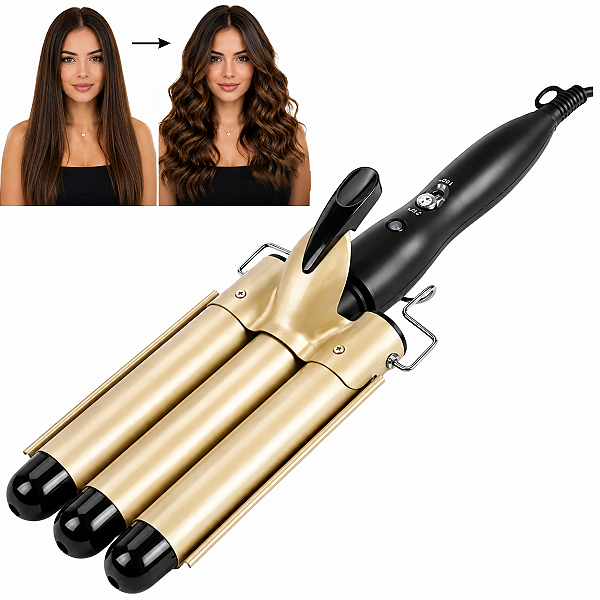 Modelador de Ondas Triondas 25mm Cerâmica Bivolt 180°C 210°C Dourado