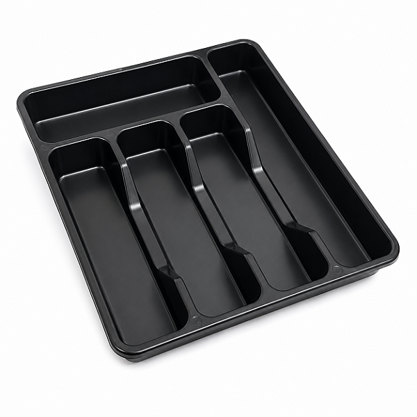 Organizador de Talheres para Gaveta Preto 5 Compartimentos 32cm