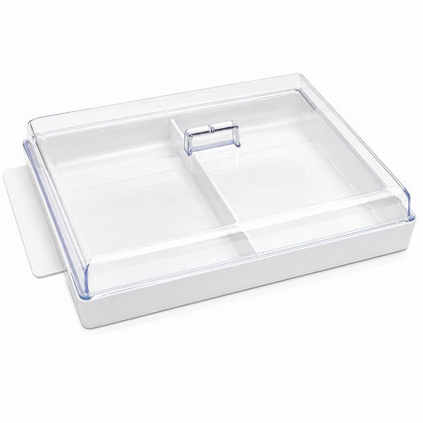 Porta Frios Duplo Branco com Tampa Transparente 2 Compartimentos