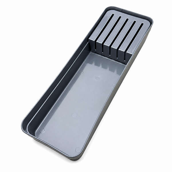 Organizador de Facas para Gaveta 5 Compartimentos 35cm Cinza