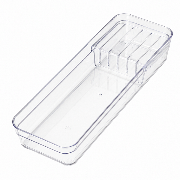 Organizador de Facas para Gaveta 5 Compartimentos 35cm Cristal Transparente