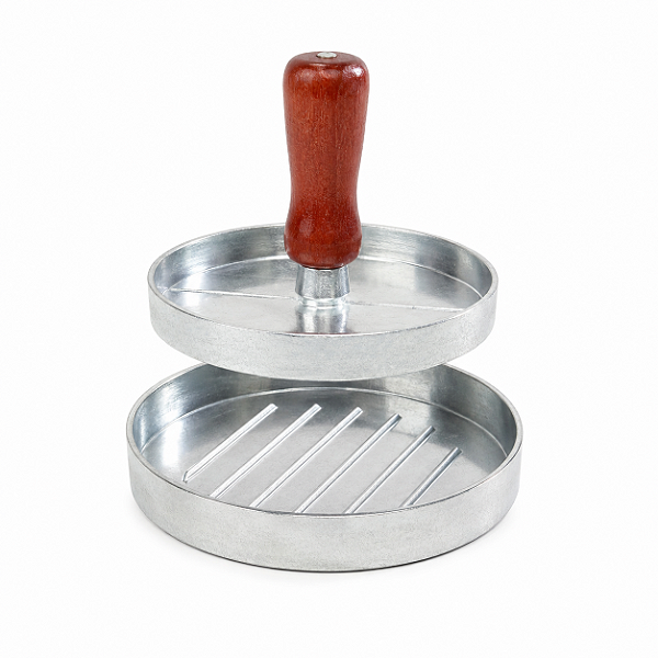 Molde para Hambúrguer 12cm Prensa Manual Modelador Artesanal com Cabo