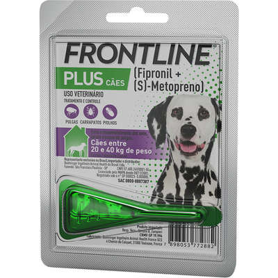 FRONTLINE PLUS ANTIPULGAS E CARRAPATOS PARA CÃES DE 20 A 40KG