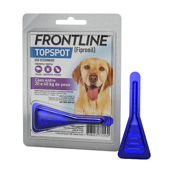 FRONTLINE TOP SPOT ANTIPULGAS E CARRAPATOS CÃES DE 20 A 40KG
