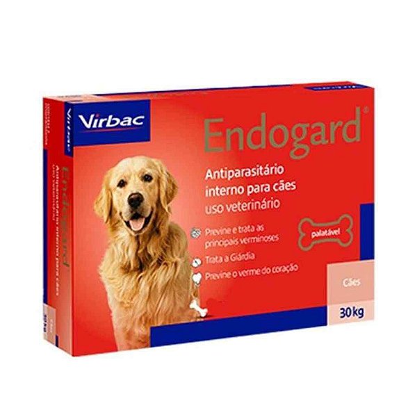 ENDOGARD VERMÍFUGO CÃES 30KG - 2 COMPRIMIDOS