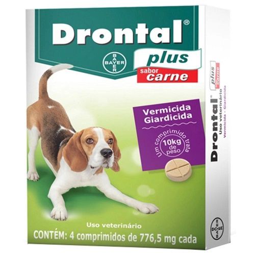 DRONTAL PLUS VERMÍFUGO CÃES ATÉ 10KG - 4 COMPRIMIDOS