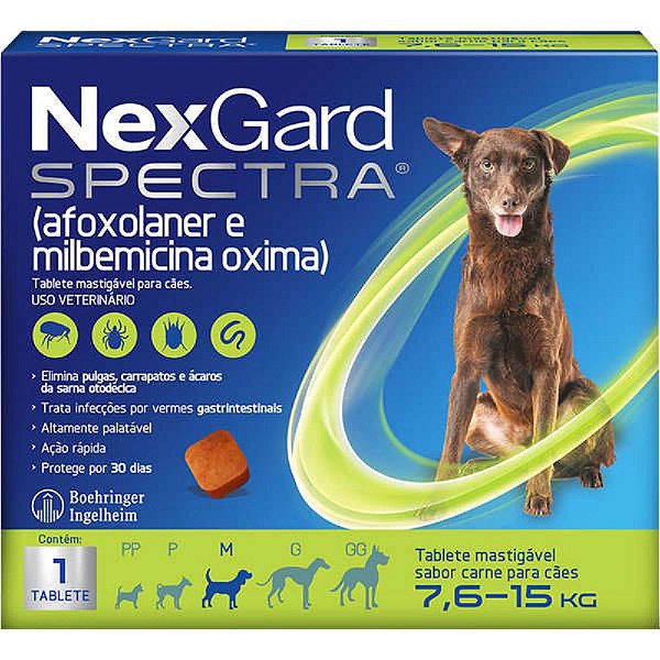 NEXGARD SPECTRA PARA CÃES 7,6 A 15KG - 1 TABLETE