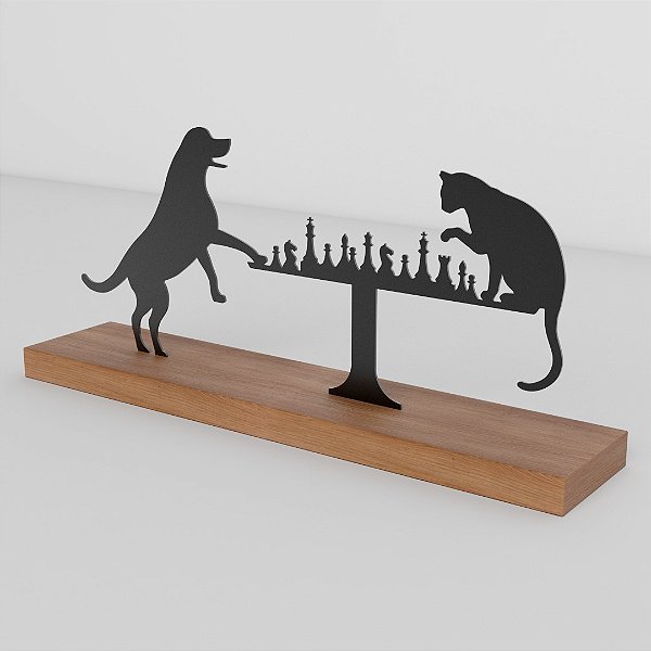 Escultura Gato e Cachorro