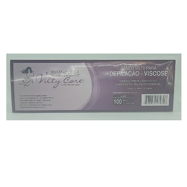 Lenço pra depilação em viscose Vilty - Pacote c/100 lenços - 23 x 7,5 cm