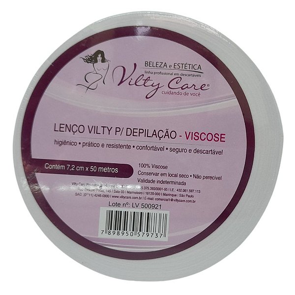 Lenço pra Depilação em viscose Vilty - Rolo c/ 50 m x 7,5 cm