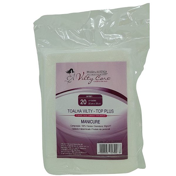 Toalha Manicure Vilty 20x30cm - pacote c/ 20 unid.