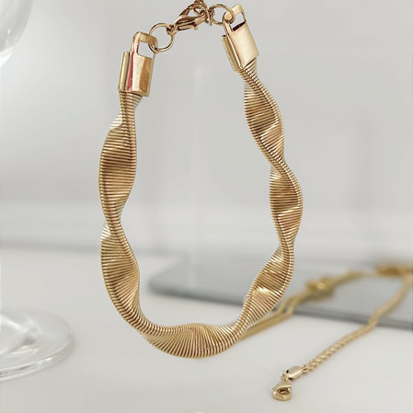 Pulseira Ágata Maleável em Banho Ouro18k