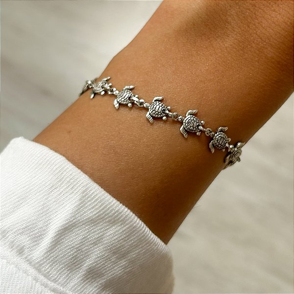 Pulseira Tartarugas em Prata925 Envelhecida