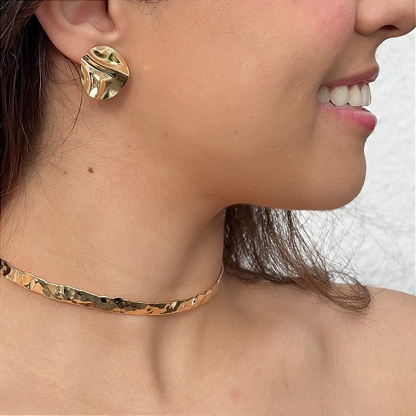 Choker Ingrid Orgânico em Banho Ouro18k