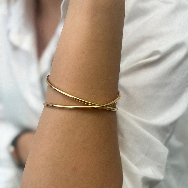 Bracelete Anne Cruzado em Banho Ouro18k